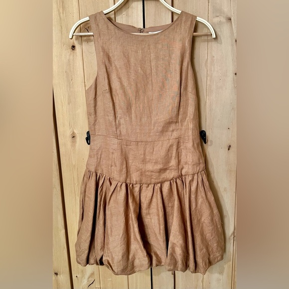 Aaron and Amber Malia Linen Dress Tan Sleeveless - Picture 3 of 7